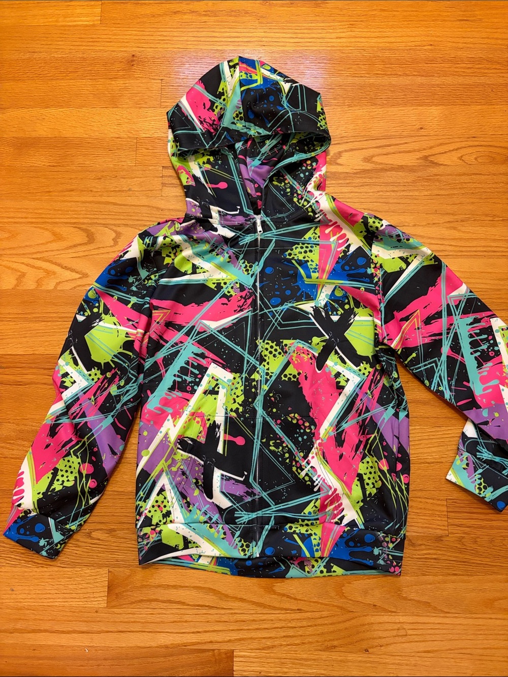 NWOT Paint Splatter Neon Zip Up Hoodie